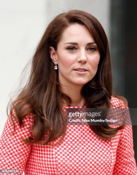 Catherine, Duchess of Cambridge attends the launch of maternal mental health films ahead of mother's day at the Royal College of Obstetricians and...