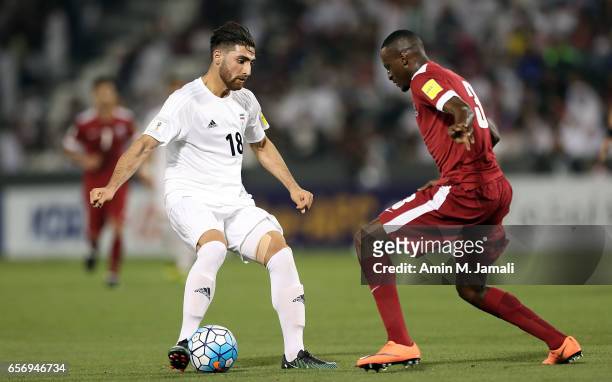 Alireza Jahan Bakhsh of Iran in action during Qatar against Iran - FIFA 2018 World Cup Qualifier on March 23, 2017 in Doha, Qatar.