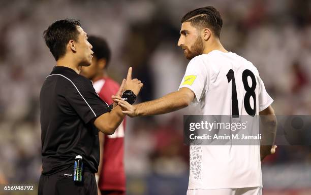 Alireza Jahan Bakhsh of Iran in action during Qatar against Iran - FIFA 2018 World Cup Qualifier on March 23, 2017 in Doha, Qatar.