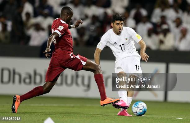 Mehdi Taremi of Iran in action during Qatar against Iran - FIFA 2018 World Cup Qualifier on March 23, 2017 in Doha, Qatar.