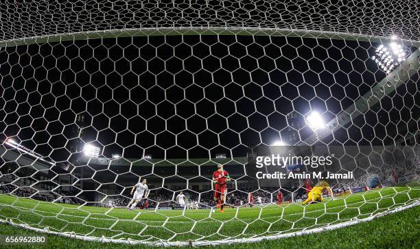 First goal of iran by Mehdi Taremi during Qatar against Iran - FIFA 2018 World Cup Qualifier on March 23, 2017 in Doha, Qatar.
