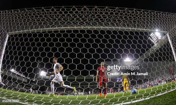 First goal of iran by Mehdi Taremi during Qatar against Iran - FIFA 2018 World Cup Qualifier on March 23, 2017 in Doha, Qatar.