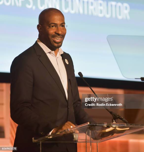 Contributer and Dream Corps Co-Founder and President Van Jones speaks onstage at the EMA Impact Summit at Montage Beverly Hills on March 23, 2017 in...