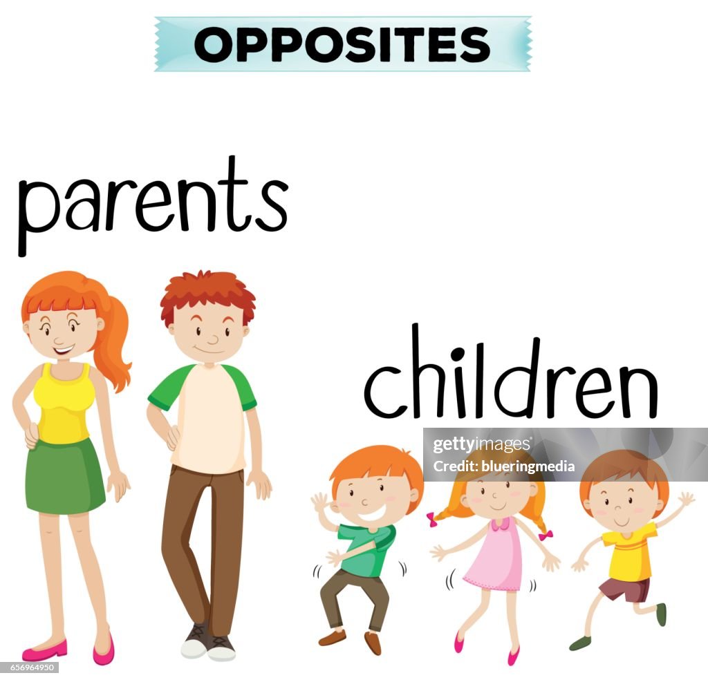Parents Counterpart Opposite Words With Parents And Children High-Res Vector Graphic ...