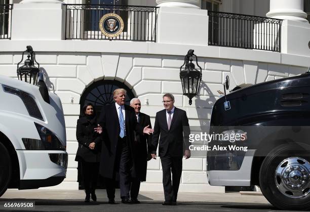 President Donald Trump , Vice President Mike Pence and Administrator of the Centers for Medicare and Medicaid Services Seema Verma welcome American...