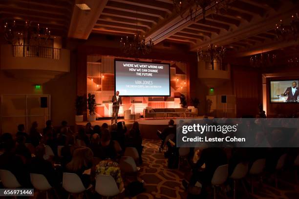 President/co-founder of The Dream Corps and CNN contributor Van Jones speaks during the keynote 'Where We Went Wrong and How We Can Change the...