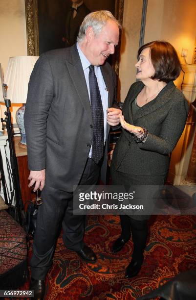Cherie Blair and Adam Boulton attend the Glass Half Full party at Mark's Club on March 23, 2017 in London, United Kingdom.
