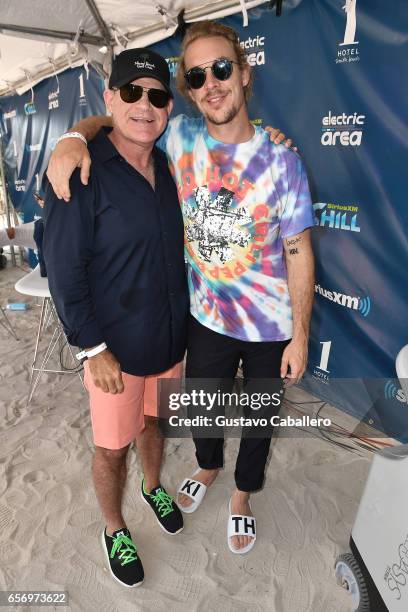 President & Chief Content Officer, SiriusXM, Scott Greenstein and Diplo attend the SiriusXM Music Lounge at 1 Hotel South Beach on March 23, 2017 in...
