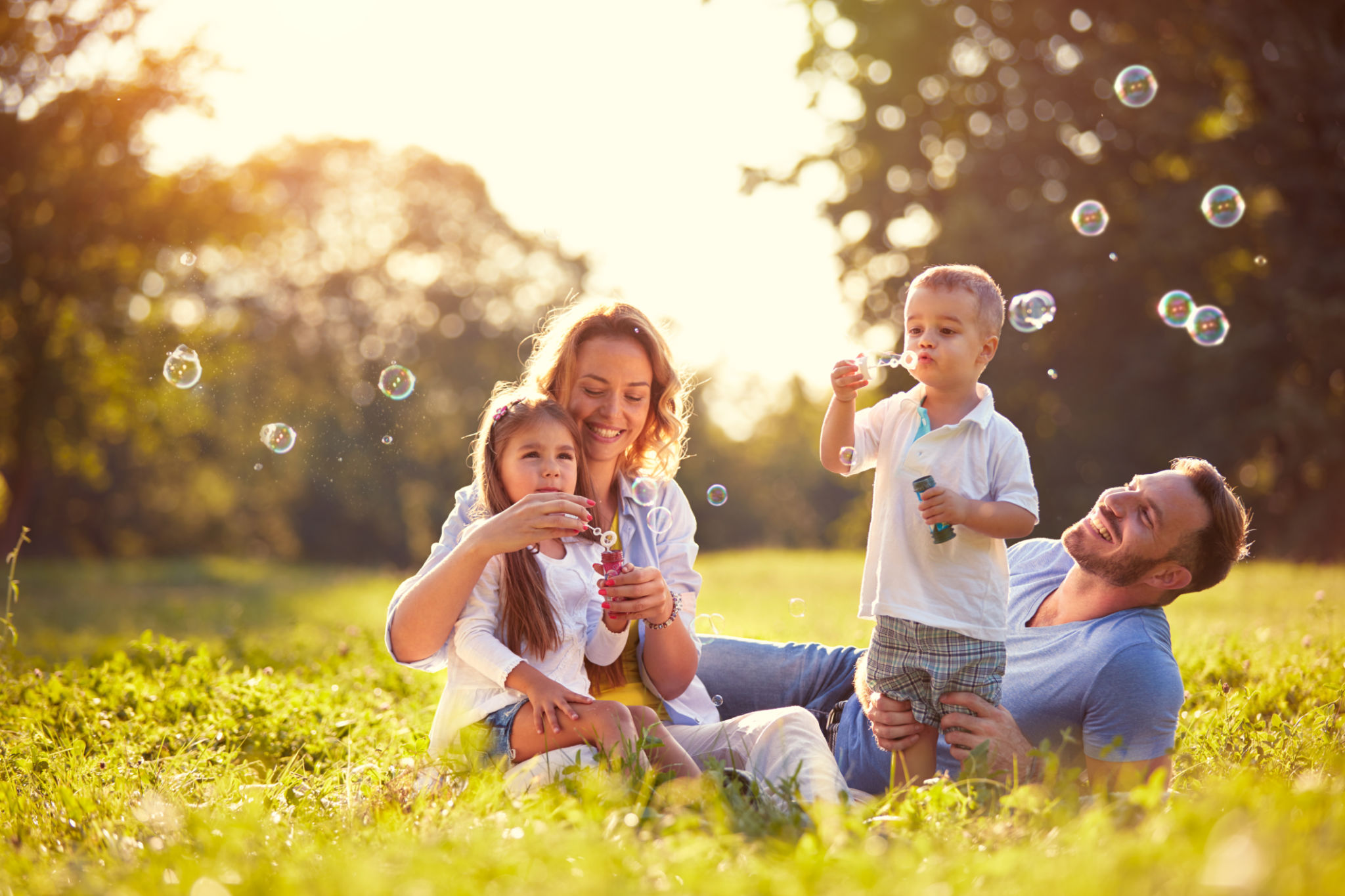happy family outdoors