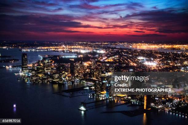 new jersey at night - bayonne bridge stock pictures, royalty-free photos & images