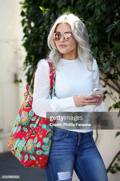 Witney Carson spotted leaving the dance studio carrying a Vera Bradley bag at The Grove on March 23, 2017 in Los Angeles, California.
