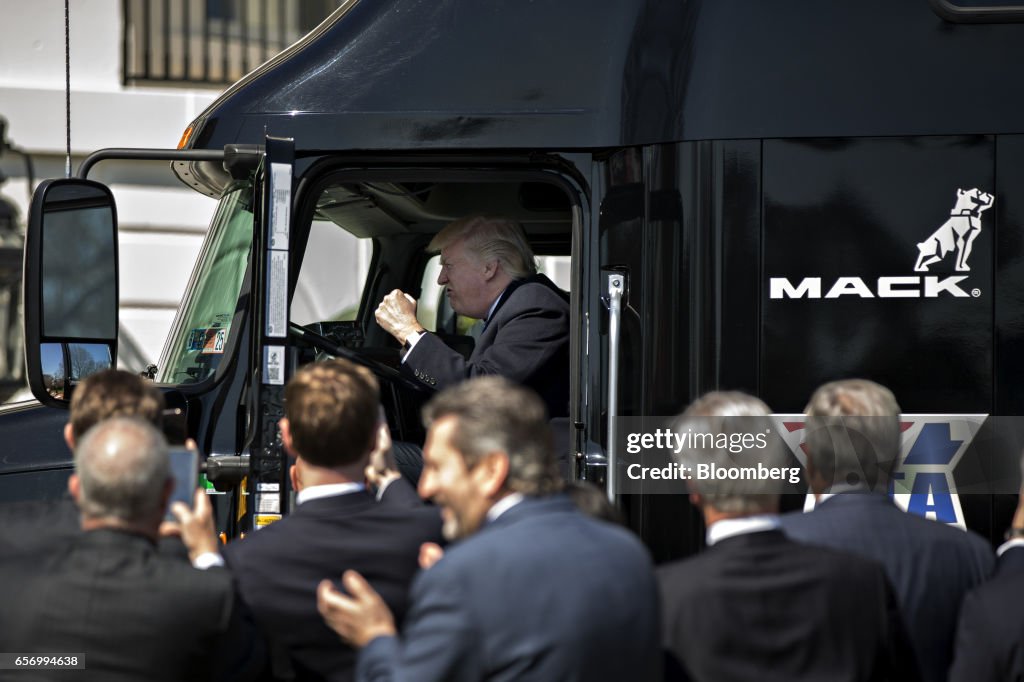 President Trump Meets With Trucking Company Executives And Drivers