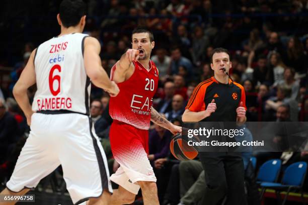 Andrea Cinciarini, #20 of EA7 Emporio Armani Milan in action during the 2016/2017 Turkish Airlines EuroLeague Regular Season Round 28 game between...