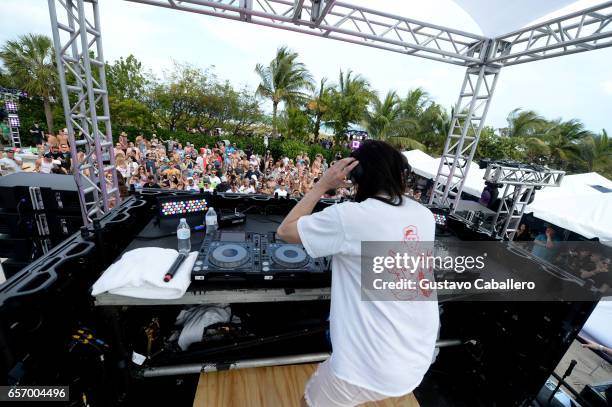 Steve Aoki performs at the SiriusXM Music Lounge at 1 Hotel South Beach on March 23, 2017 in Miami, Florida.