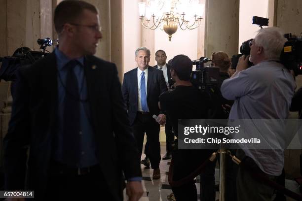 House Majority Leader Kevin McCarthy arrives at the office of Speaker of the House Paul Ryan at the U.S. Capitol March 23, 2017 in Washington, DC....