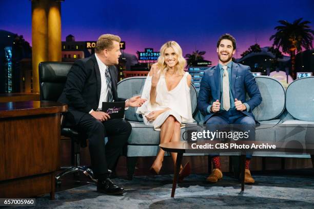 The Late Late Show with James Corden airing Tuesday, March 21 with guests Allison Williams, Darren Criss, and The Band Perry.