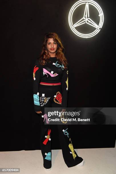 Aattends the Mercedes-Benz #mbcollective launch party with M.I.A & Tommy Genesis at 180 The Strand on March 23, 2017 in London, England.