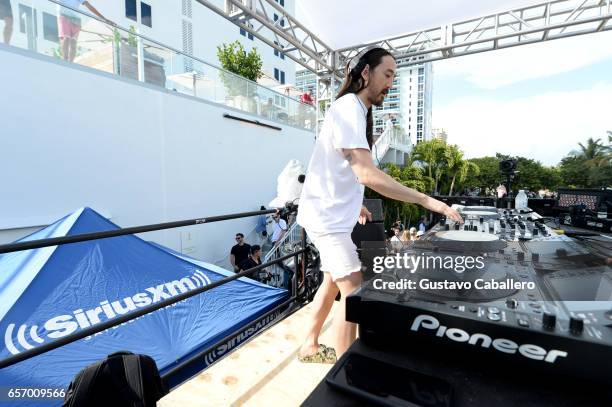 Steve Aoki performs at the SiriusXM Music Lounge at 1 Hotel South Beach on March 23, 2017 in Miami, Florida.