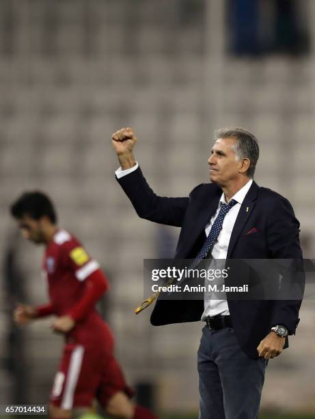 Carlos Quieroz coach of Iran celebrates ofter the match during Qatar against Iran - FIFA 2018 World Cup Qualifier on March 23, 2017 in Doha, Qatar.