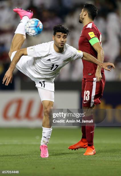 Mehdi Taremi of Iran in action during Qatar against Iran - FIFA 2018 World Cup Qualifier on March 23, 2017 in Doha, Qatar.