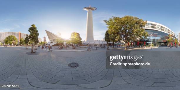 360° view of berlin alexanderplatz - panorama equiretangular imagens e fotografias de stock