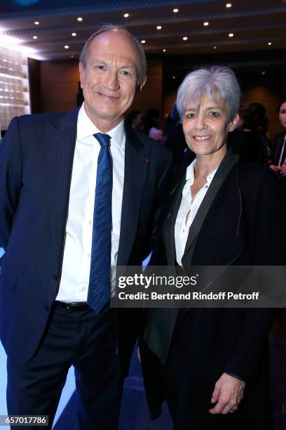 Chairman & Chief Executive Officer of L'Oreal and Chairman of the L'Oreal Foundation Jean-Paul Agon and Claudie Haignere attend the "2017 L'Oreal -...