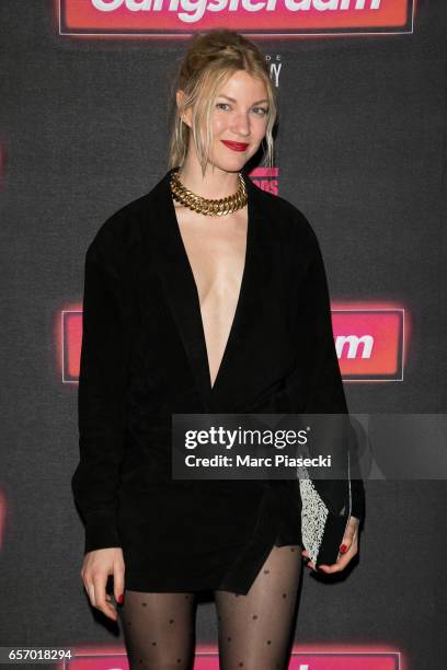 Actress Mona Walravens attends the 'Gangsterdam' Premiere at Le Grand Rex on March 23, 2017 in Paris, France.