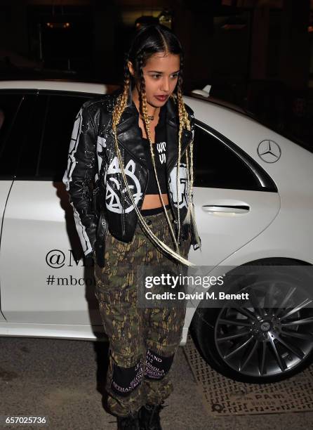 Tommy Genesis attends the Mercedes-Benz #mbcollective launch party with M.I.A & Tommy Genesis at 180 The Strand on March 23, 2017 in London, England.