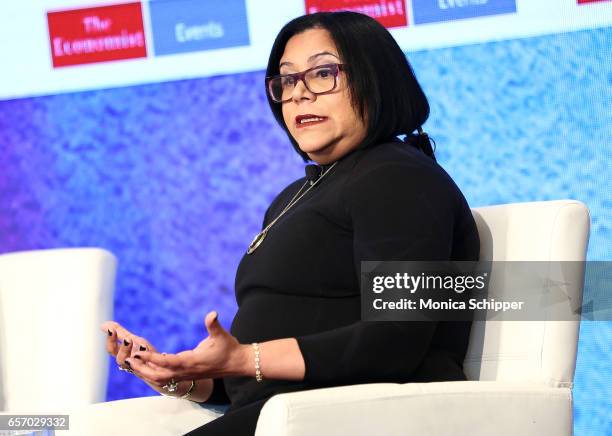 Managing Director, Chief Diversity Officer & Global Head of Talent at Goldman Sachs Anilu Vazquez-Ubarri speaks on stage during the 2nd Annual Pride...