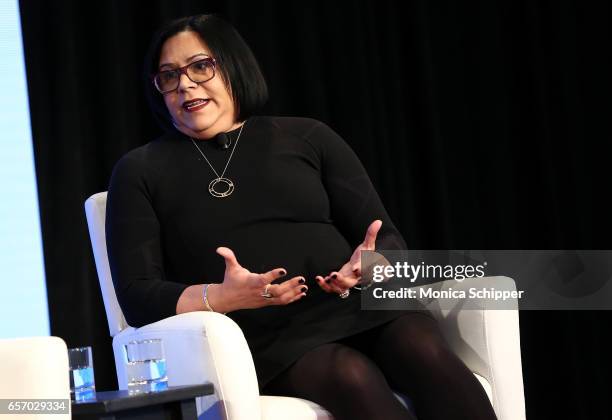 Managing Director, Chief Diversity Officer & Global Head of Talent at Goldman Sachs Anilu Vazquez-Ubarri speaks on stage during the 2nd Annual Pride...