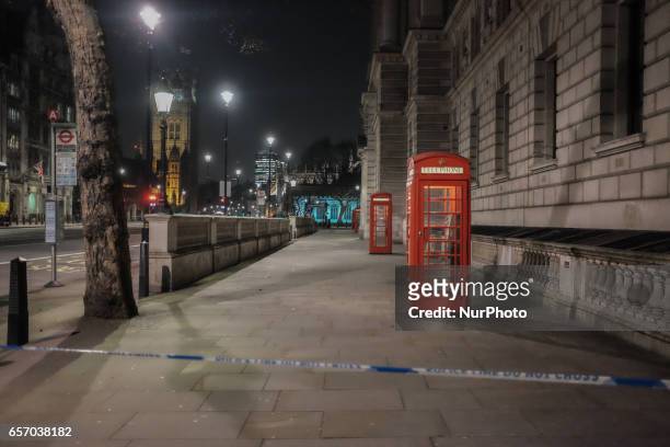 View of Westminster in central London on March 23, 2017 in solidarity with the victims of the March 22 terror attack at the British parliament and on...