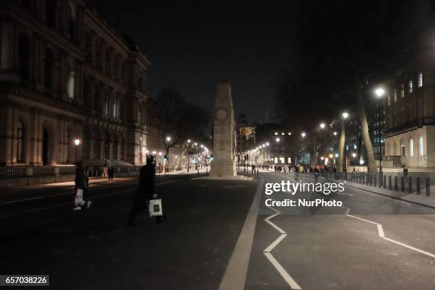 View of Westminster in central London on March 23, 2017 in solidarity with the victims of the March 22 terror attack at the British parliament and on...