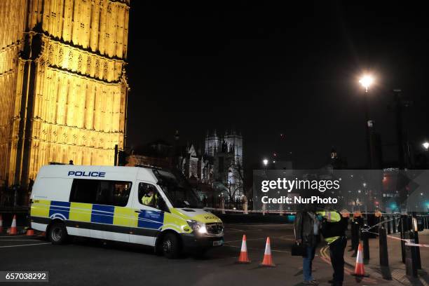 General view of Wenstminster in central London on March 23, 2017 in solidarity with the victims of the March 22 terror attack at the British...