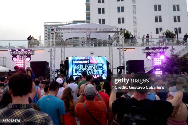 Marshmello performs at the SiriusXM Music Lounge at 1 Hotel South Beach on March 23, 2017 in Miami, Florida.