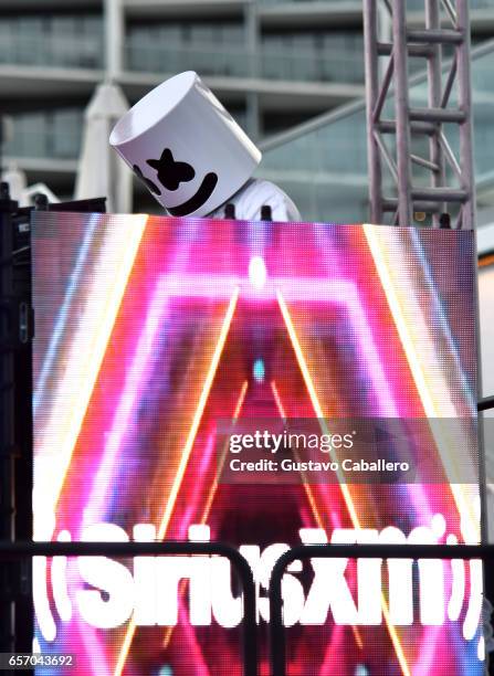 Marshmello performs at the SiriusXM Music Lounge at 1 Hotel South Beach on March 23, 2017 in Miami, Florida.