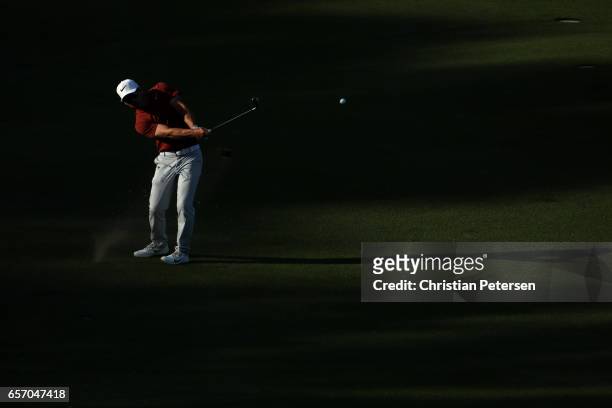 Paul Casey of England plays a shot on the 16th hole of his match during round two of the World Golf Championships-Dell Technologies Match Play at the...