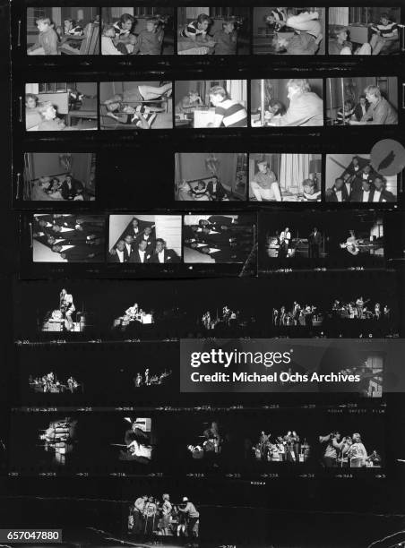 Proof sheet of Jan and Dean, Jill Gibson, The Temptations backstage at the Apollo, and a WMCA Good Guys Show witrh Eric Burdon and the Animals, Chuck...