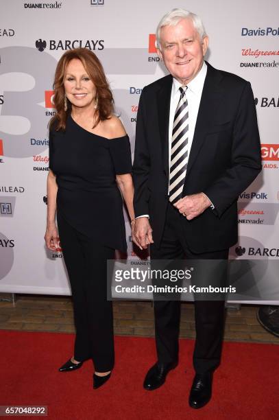 Marlo Thomas and Phil Donahue attend the GMHC 35th Anniversary Spring Gala at Highline Stages on March 23, 2017 in New York City.