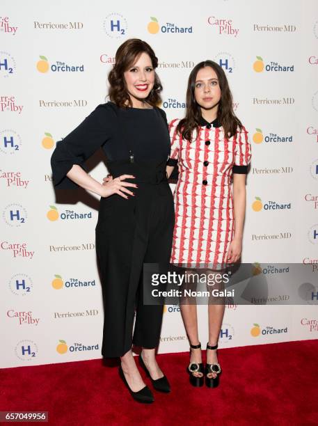 Actors Vanessa Bayer and Bel Powley attend the "Carrie Pilby" New York screening at Landmark Sunshine Cinema on March 23, 2017 in New York City.
