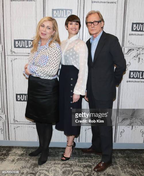 Lone Scherfig, Gemma Arterton and Bill Nighy attend the Build Series at Build Studio on March 23, 2017 in New York City.