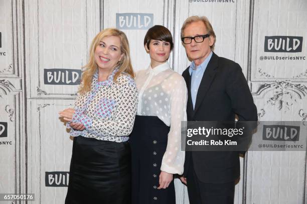 Lone Scherfig, Gemma Arterton and Bill Nighy attend the Build Series at Build Studio on March 23, 2017 in New York City.