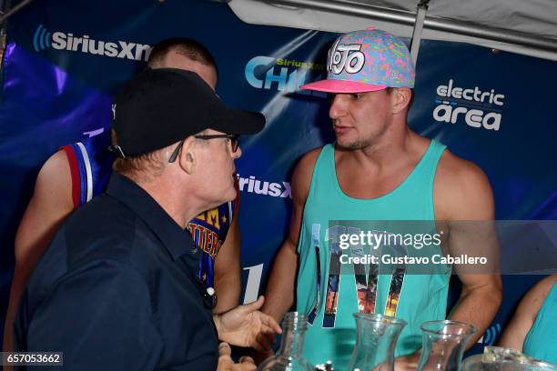 President & chief content officer, SiriusXM, Scott Greenstein and New England Patriots tight end Rob Gronkowski attend the SiriusXM Music Lounge at 1...