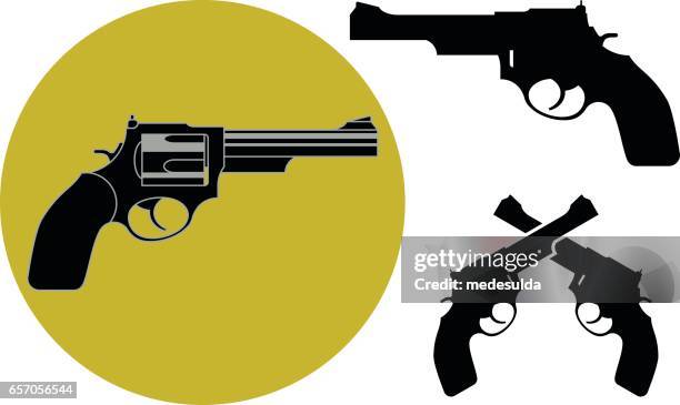 ilustrações de stock, clip art, desenhos animados e ícones de revolver - pistola