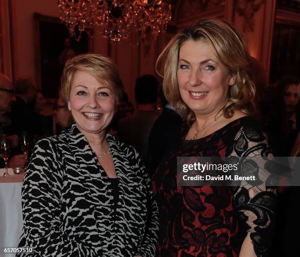 Anne Diamond and Lady Carnarvon attend the launch of new book "At Home At Highclere: Entertaining At The Real Downton Abbey" By The Countess Of...