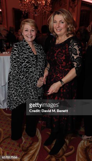 Anne Diamond and Lady Carnarvon attend the launch of new book "At Home At Highclere: Entertaining At The Real Downton Abbey" By The Countess Of...