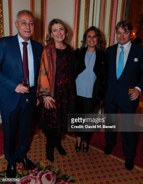 Nasser Kamel, Lady Carnavron, Dalia El Batal and Lord Carnarvon attend the launch of new book "At Home At Highclere: Entertaining At The Real Downton...