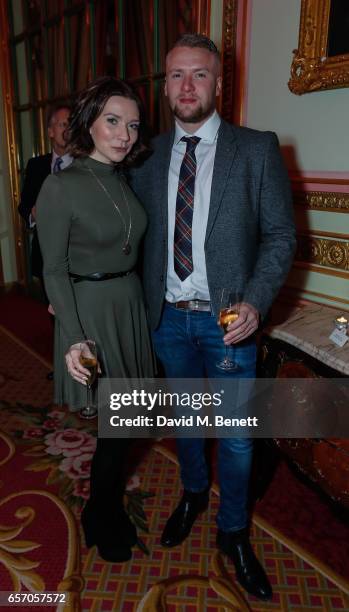 Candice Browne and Liam Macaulay attend the launch of new book "At Home At Highclere: Entertaining At The Real Downton Abbey" By The Countess Of...