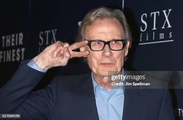 Actor Bill Nighy attends the premiere of "Their Finest" hosted by STXfilms and EuropaCorp with The Cinema Society at SVA Theatre 2 on March 23, 2017...