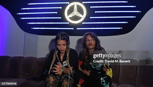 Tommy Genesis and M.I.A attend the Mercedes-Benz #mbcollective launch party with M.I.A & Tommy Genesis at 180 The Strand on March 23, 2017 in London,...