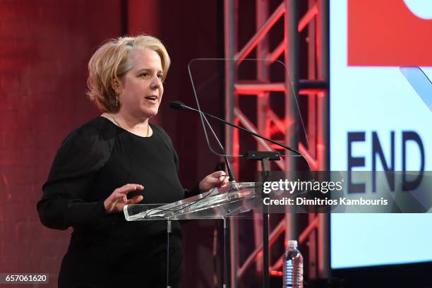 Roberta Kaplan speaks onstage at the GMHC 35th Anniversary Spring Gala at Highline Stages on March 23, 2017 in New York City.